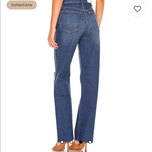 redone 90's high rise loose distressed straight leg jeans - Picture 8 of 8